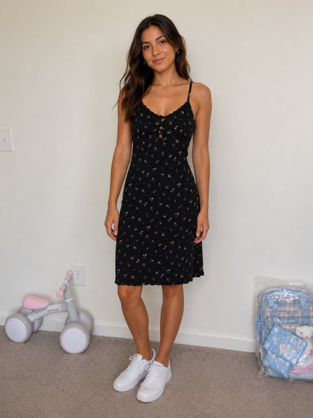 NWT KIRIOUS Los Angeles Black Floral Dress